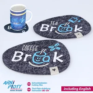 Untersetzer aus Filz - geplottet aus einer Plotterdatei von ARNi-Plott für Coffee- and Tea-Breaks