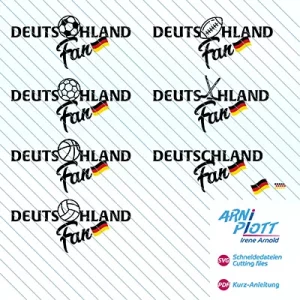 Plotterdatei für Fan-Shirts bei Weltmeisterschaften, Europameisterschaften: Deutschland-Fan im Fußball, Handball, Volleyball, Basketball, Football, Eishockey