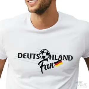 Weißes Shirt mit dem Schriftzug Deutschland-Fan Fußball aus einer SVG-Datei von ARNi-Plott