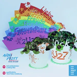 SVG Plotterdatei Silvester 2027 für Glücksklee-Töpfchen für Neujahrswünsche