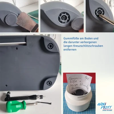 Cricut Maker Gummirollen tauschen Bodenschrauben entfernen
