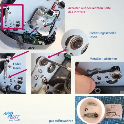 Cricut Maker Gummirollen tauschen Stange rechts loesen