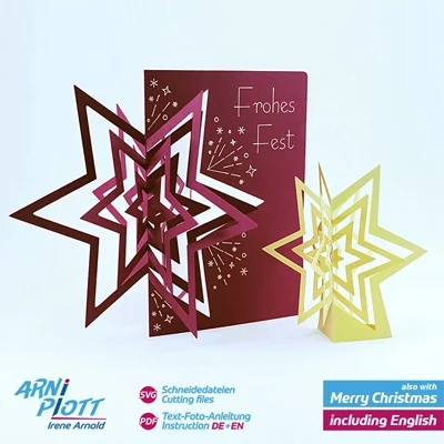 SVG Plotterdatei Weihnachtskarte Popup mit Stern
